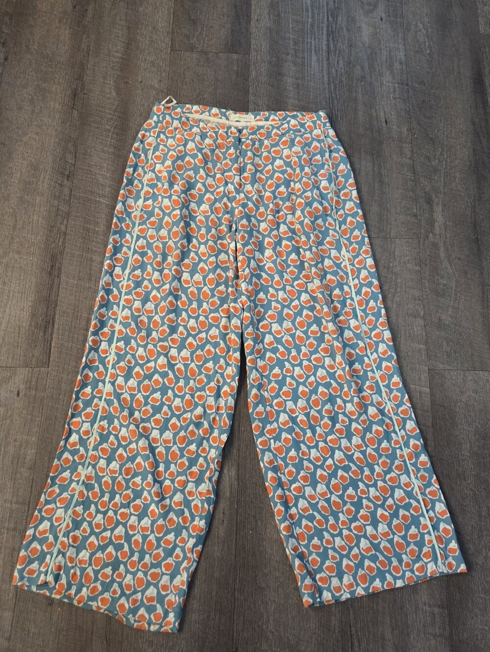 YARGICI Wide Leg Pants With Piping Detail Multi-Color Allover Print Sz 38/6 US